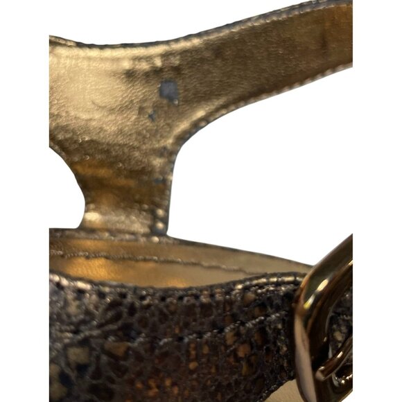 Franco Sarto Wedge Sandal Womens 8.5 Heels Shoes Metallic Leather Upper L-Grace - Picture 7 of 11